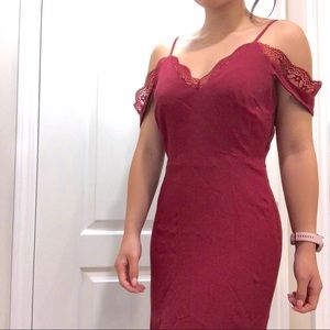 Forever 21 Off the Shoulder Wine Red Maxi Dress
